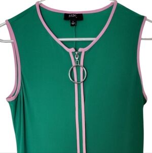 MSK Vibrant Green Dress with Pink Accents